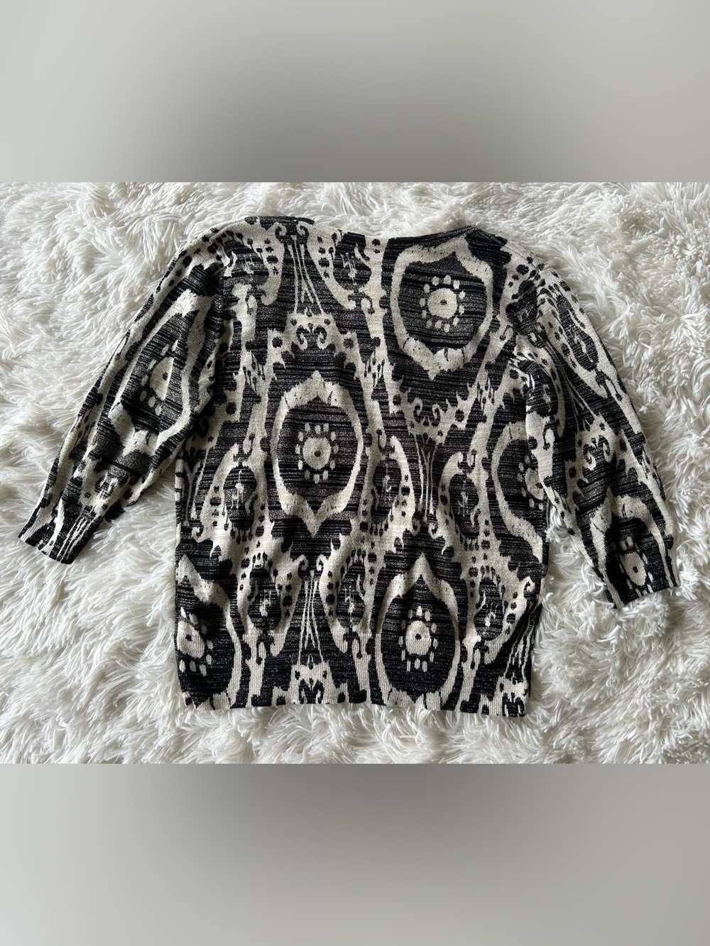 Worthington | Black & Cream Animal Print Knit Cardigan - Picture 6 of 6
